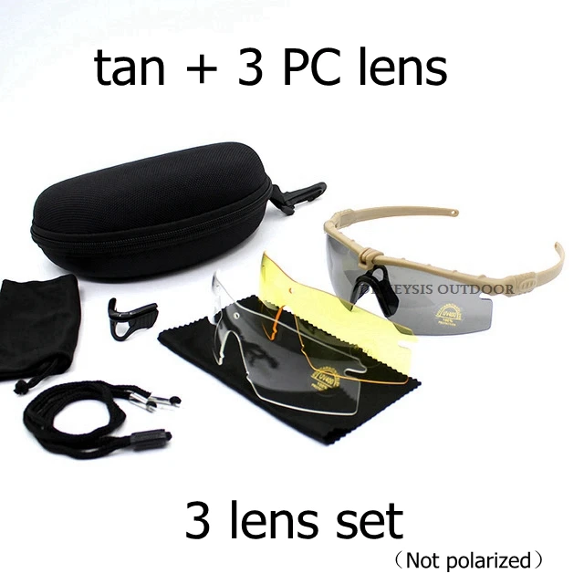 tan no polarized Поляризационные армейские очки, солнцезащитные очки, военные тактические очки, дорожные очки, тактические страйкбольные очки, охотничьи очки - Цвет: tan no polarized