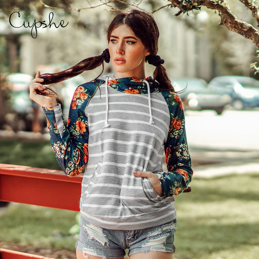 Женская толстовка с капюшоном CUPSHE свитшот длинным рукавом и карманами пуловеры