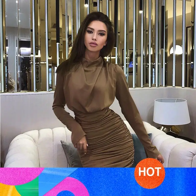 

Woman Winter Dress 2021 Sexy Vintage For 2021 Fashion Princess Cocktail party classy Prom Satin Mini Elegant