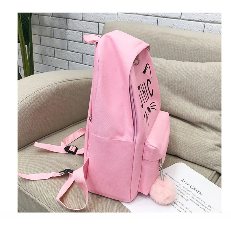 small backpack women 4Pcs Women Cat Canvas Hand Bag Shoulder Crossbody Pencil Case bolsa mochila feminina Package | Багаж и сумки