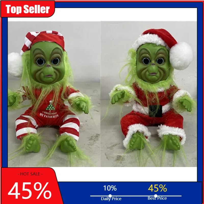 Christmas Reborn Baby Grinch Toy Realistic Cartoon Doll Simualtion Doll Kids Christmas Gifts Stuffed Plush Animals Toy Kids Hot