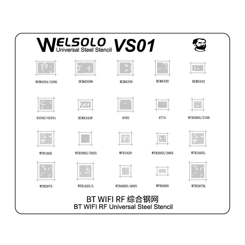 

Mechanic VS Series BGA Reballing Stencil Template Steel Mesh Repair CPU EMMC Power Tin Planting Net For WIFI RF Universal Chips