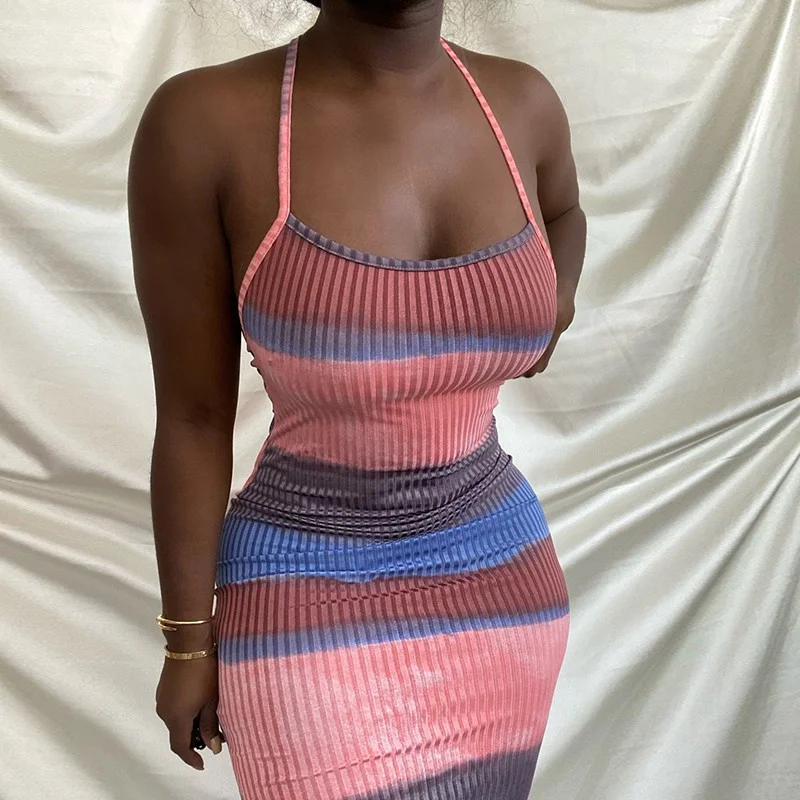 

Off Shoulder Cross Back Low Cut Sleeveless Striped Straps Bodycon Dress Sexy Pencil Dress Spaghetti strap dress Bodycon Dress
