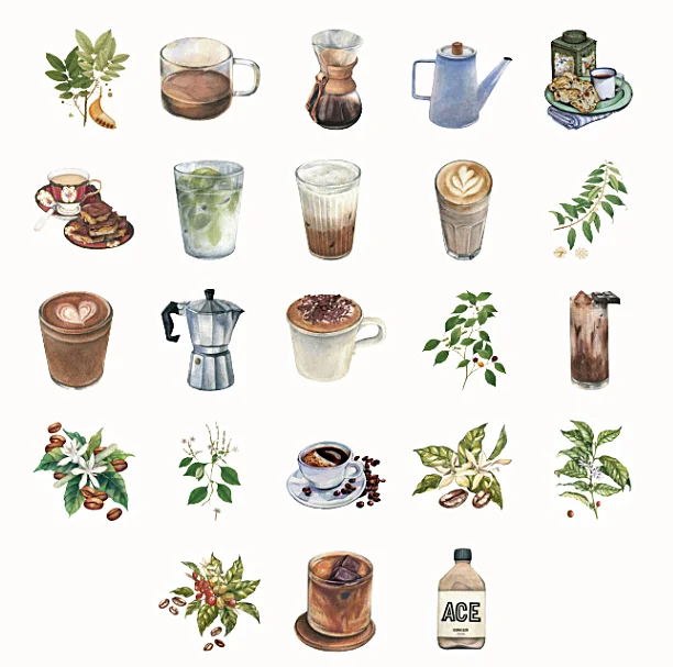 

46pcs/box Vintage Paper Stickers Coffee Afternoon Tea Series Sticker Retro Style for Diary Notebook Decoration (ss-179)