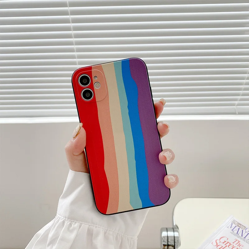 

For Iphone7 6 6s 8 Rubik's Cube Rainbow Liquid Solid Color Iphone11 12 All-inclusive Lens Protection Phone Case