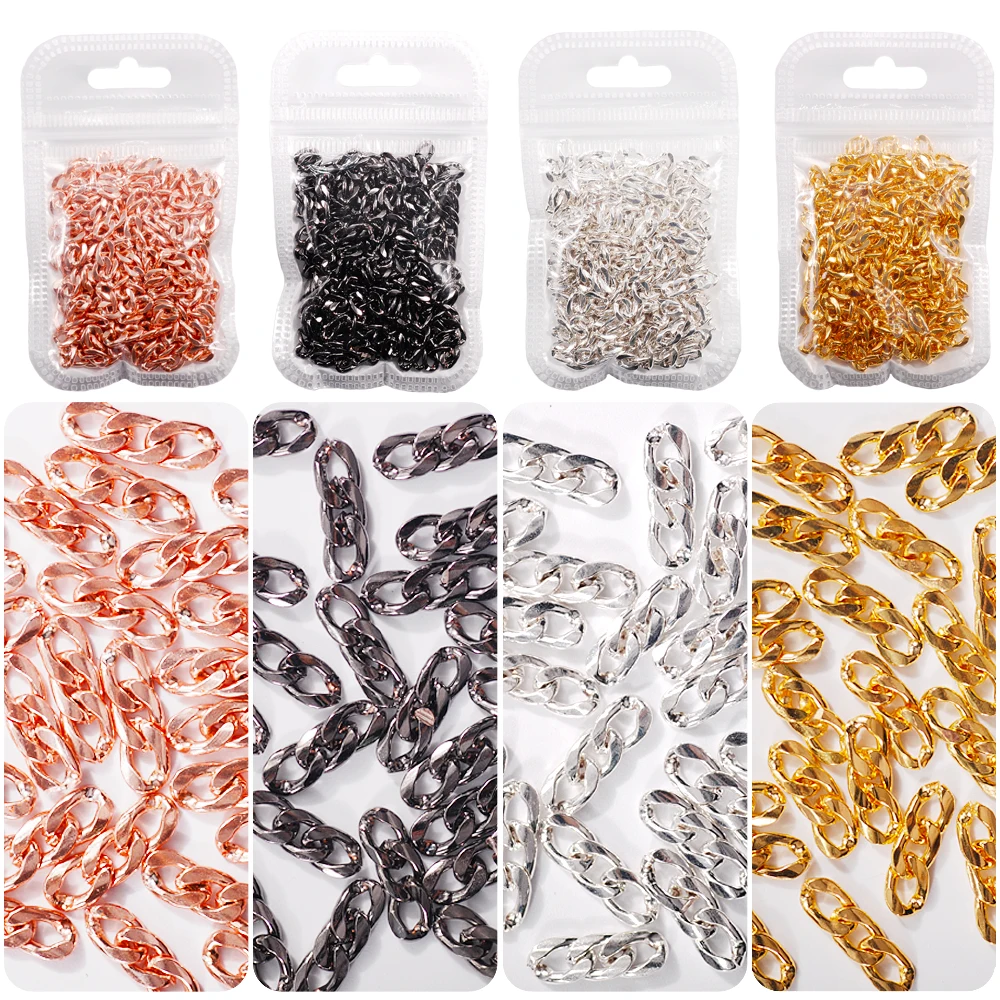 

3D Metal Nails Chain Punk Style Hollow Nail Art Tips Decoration For DIY Jewelry Accessory Manicure Tools 100Pcs