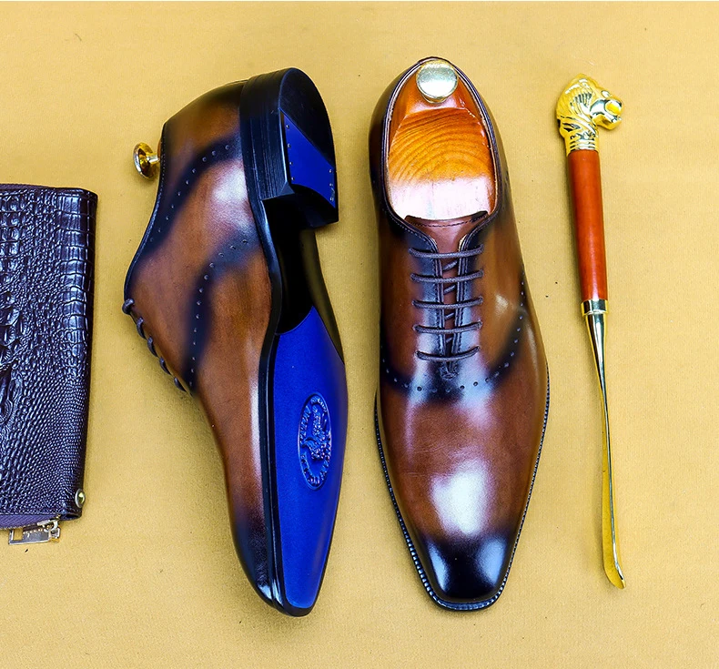 Новые мужские вечерние туфли ручной работы с острым носком модельные из