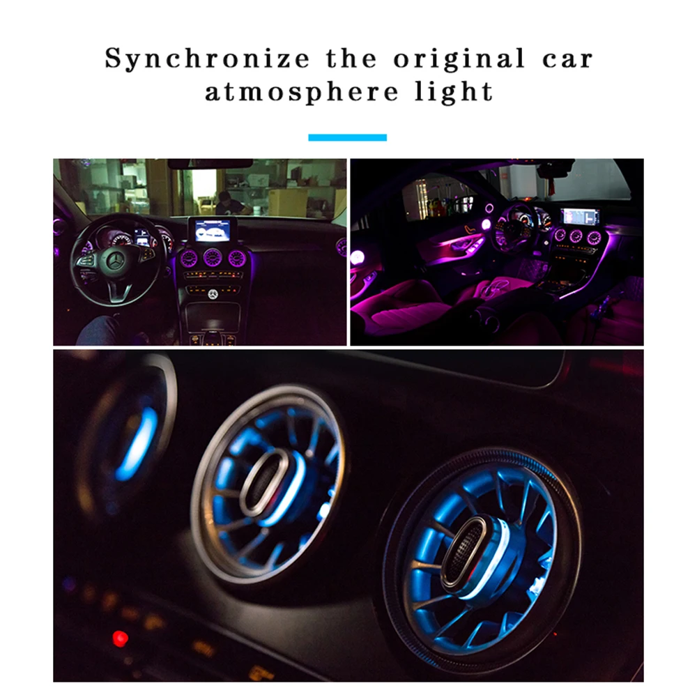 3/64 color Car Dashboard Rear Air Vent Ambient LED Illuminated Turbo Trim For Mercede Benz C Class W205 GLC X253 2014 -2021 | Автомобили и