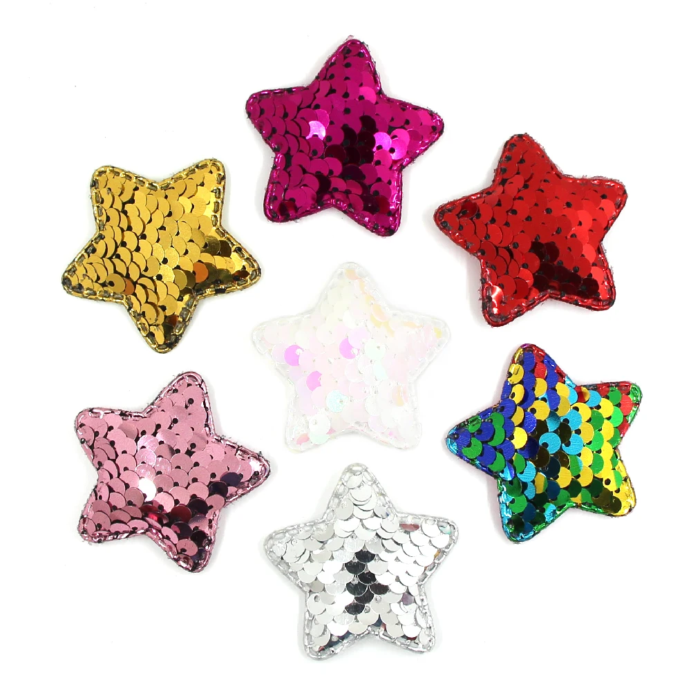 10 шт. цветные нашивки с блестками Звезда/кролик/рыбий хвост вышитый патч для