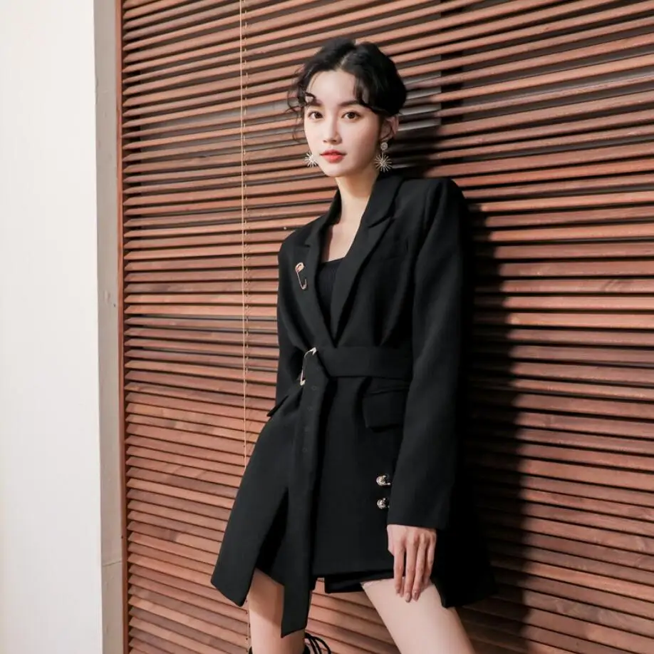 

2020 spring Autumn Black Suit Jacket Woman New Style French One Grain Button Temperament Suit female r2464