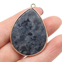 1pcs natural stone water drop shape flash labradorite pendant charm for diy jewelry making necklace earring women gifts 30x45mm