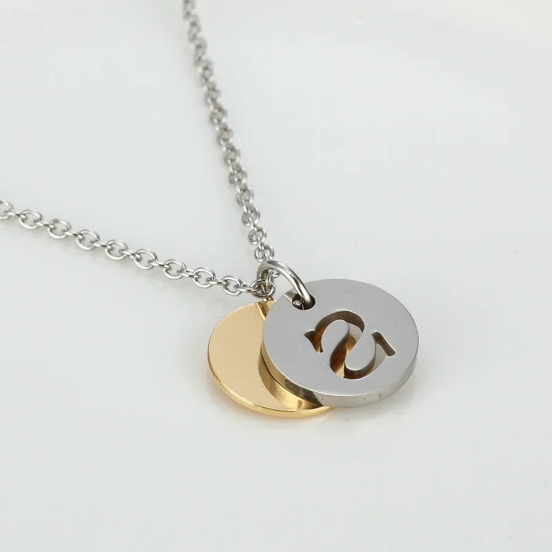 

26 Letter Hollow Pendant Simple Women Necklace Stainless Steel Exquisite Sweater Chain Couple Fashion Gift Jewelry