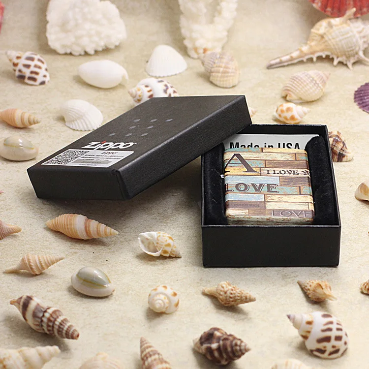 

Genuine Zippo oil lighter copper windproof LOVE brick wall cigarette Kerosene lighters Gift With anti-counterfeiting code