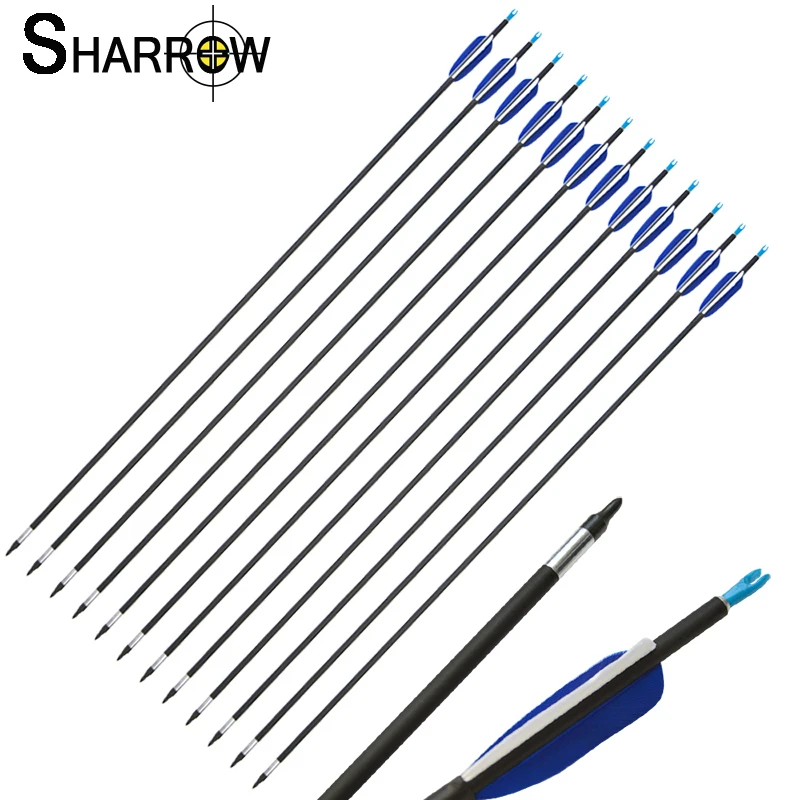 

6/12pcs Spine 700 Archery Mixed Carbon Arrow Total Length 82.1cm ID 5.2mm with Replaceable Arrowheads for Shooting Hunting