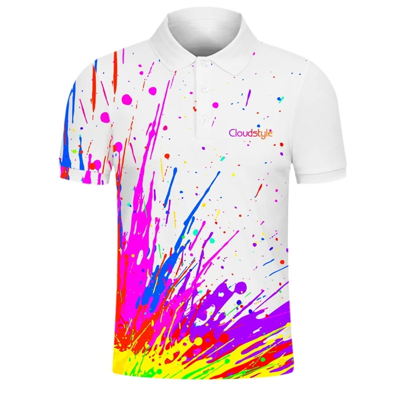 Белая футболка поло 3d футболки с принтом радуги Повседневная новый дизайн