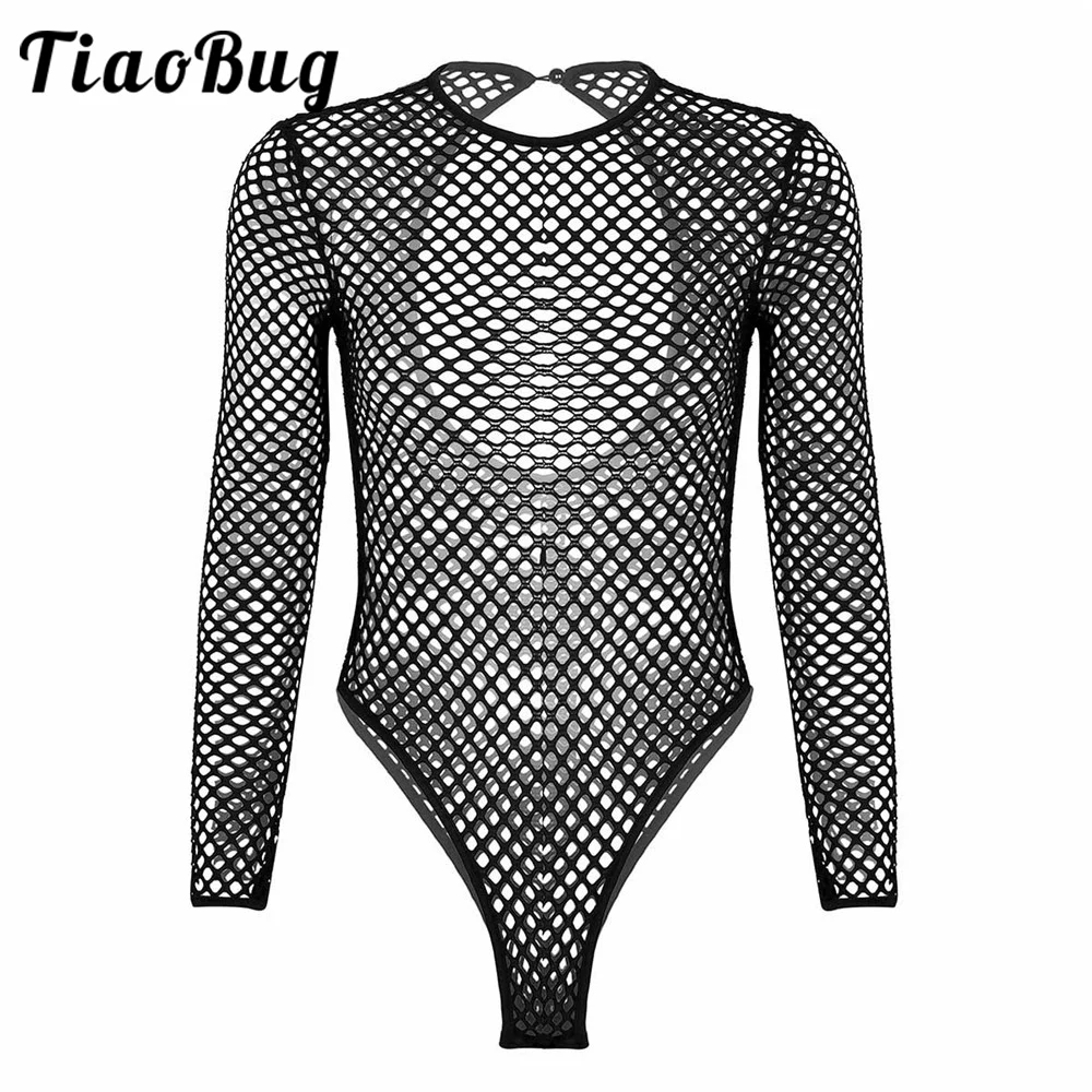 TiaoBug Для женщин сетчатый купальник боди нижнее белье просвечивается чистого