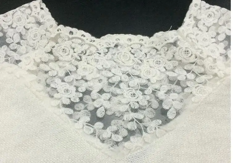 lace Women patchwork casual mohair knitted pullover 2020 new spring autumn soft long sleeve white/black sweater pullovers S2907 |