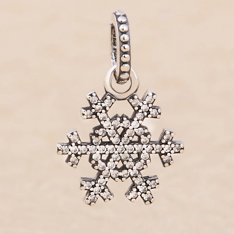 

Free Shipping 925 Sterling Silver Snowflower Dangle pan Charms Fit Original Bracelet For Women DIY Jewelry S925 Beads