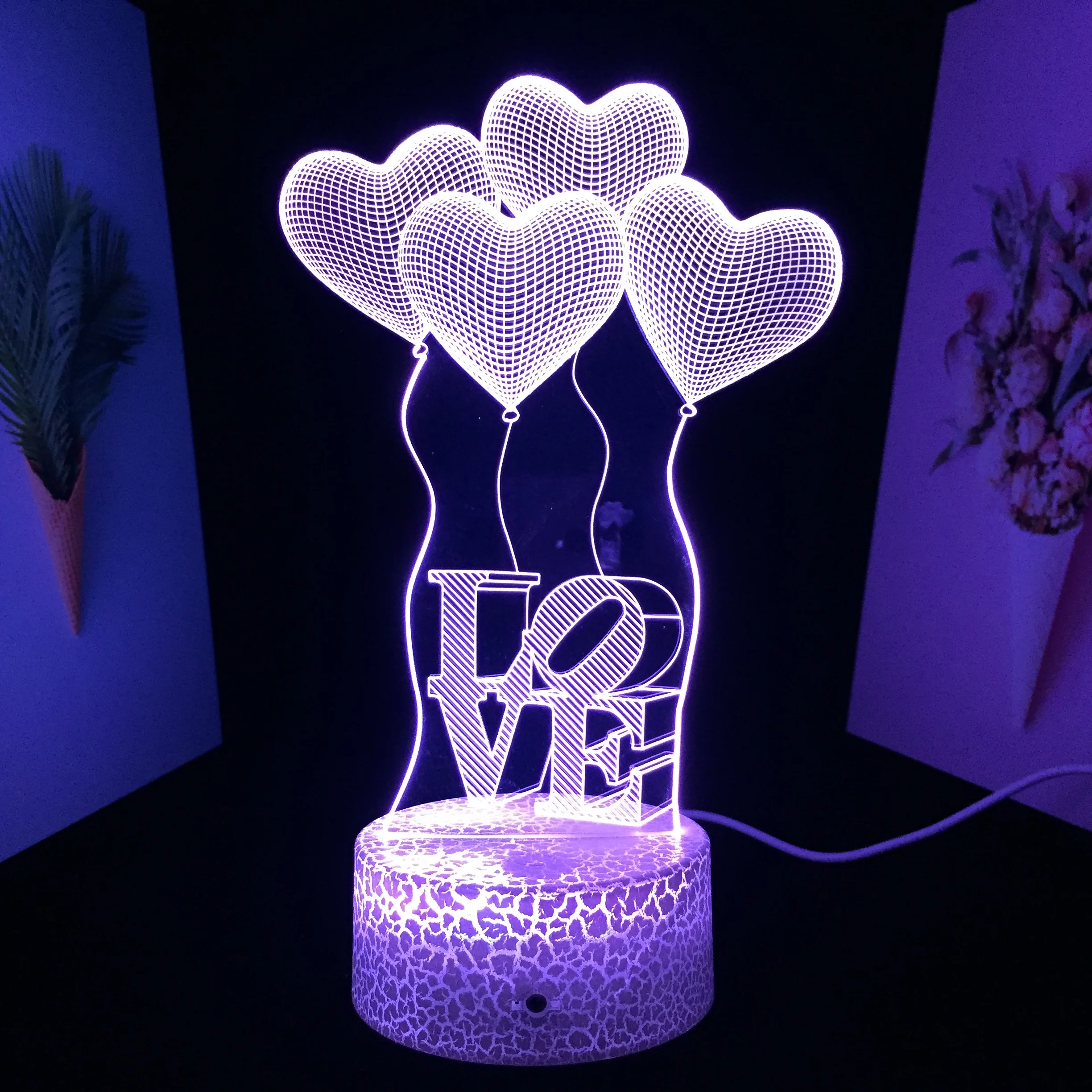 

Valentine's Day Gifts 3D LED Night Light for Wedding Home Room Decor Proposal Atmosphere Light Boy Friend or Girl Remote Gift