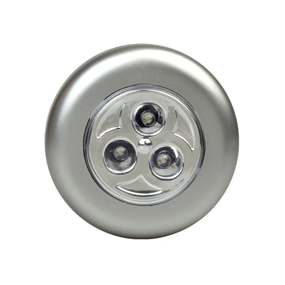 

Led Silver Closet Cabinet Lamp Battery Button Powered Wireless Stick Tap Touch Push Security Kitchen Bedroom Night Light