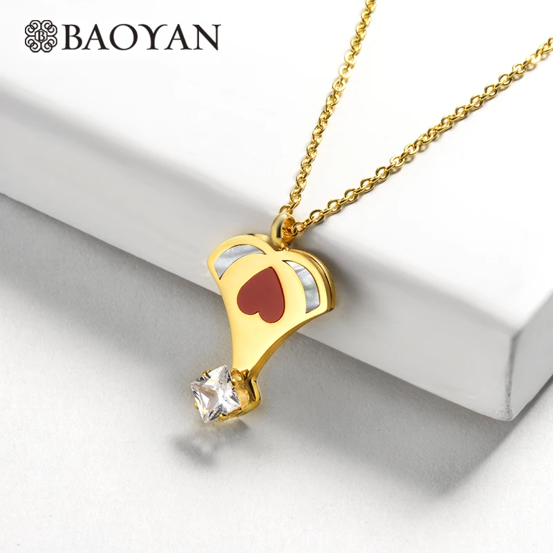 Ожерелье Baoyan из нержавеющей стали с большим кубическим цирконием для женщин |