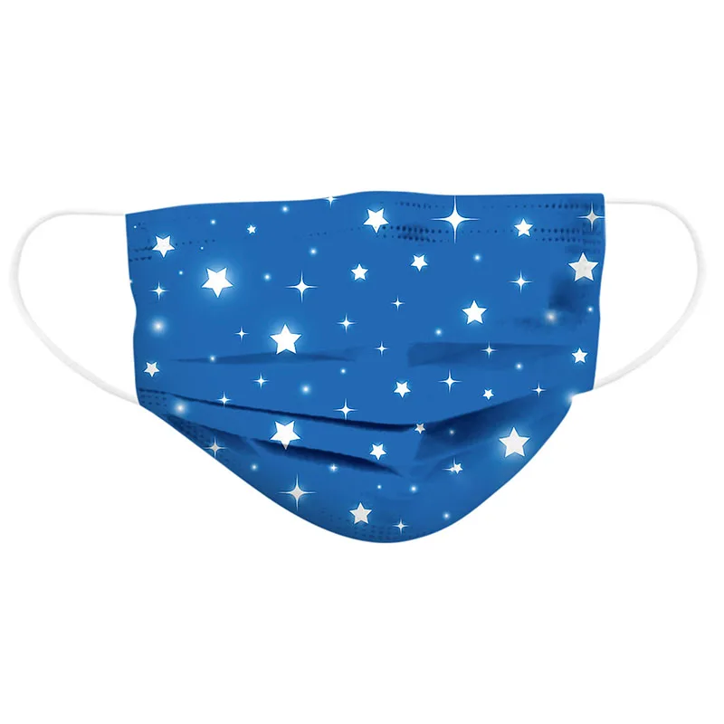 

25/50Pcs Disposable Children's Mask Adult Mask Star Print Mask 3-Layer Protection Melt Blown Cloth Breathable Fashion Ear Hook