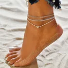 Modyle 2021 в богемном стиле Серебристый браслет на ногу браслет рисунок сердечко; Женские Сандалеты с перепонкой на лодыжке босиком для женщин цепочка на ногу Пляж ног ювелирные изделия