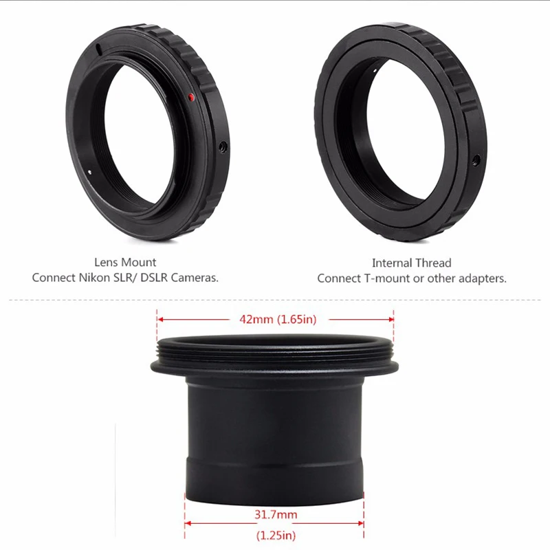 Металлический телескоп с Т-образным креплением 1 25 дюйма и кольцом для