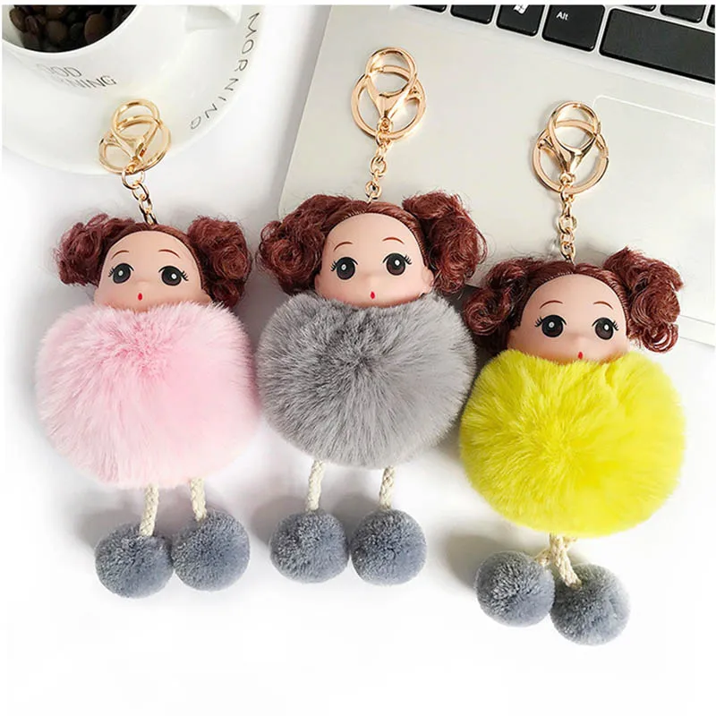 Новый креативный брелок с помпоном милый пушистый плюшевый куклы брелоки