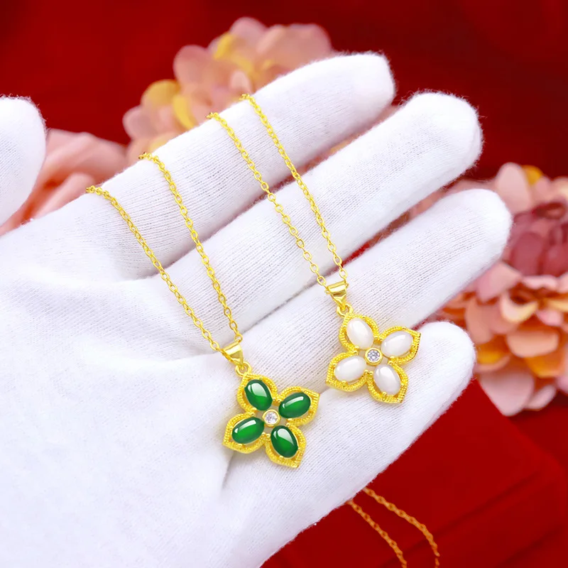 Роскошное ожерелье из 24-каратного золота Подвеска для женщин ювелирные изделия