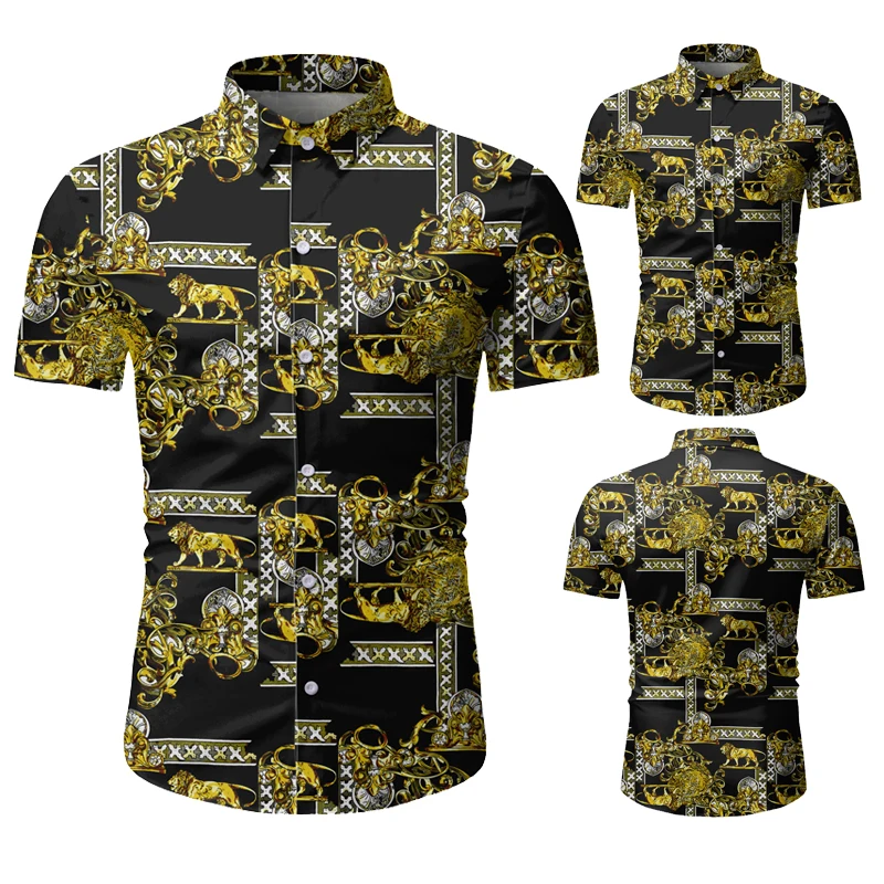 

Summer Printing Hawaian Shirt Beach Streetwear Men's Shirts Short Sleeve Camisa Slim Fit Camicie Uomo for Man Large Size Blouse
