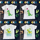 Для мальчиков мультфильм Динозавр на день рождения рубашка динозавров Футболка с принтом с днем рождения детей динозавр номер 1  9th футболки Быстрая доставка