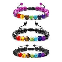 2021 simple 8mm beaded black handwork rope yoga charm bracelet fashion colorful chakra energy bracelet jewelry for women gifts