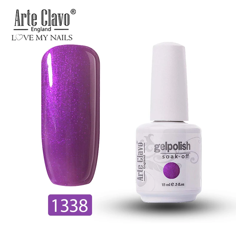 1338 Arte Clavo 15ml New Color Gel Nail Polish UV Glitter Nail Gellak Matt Top Base Soak Off Nail Art Design Lacquer Nail Gel Varnish - Цвет: 1338