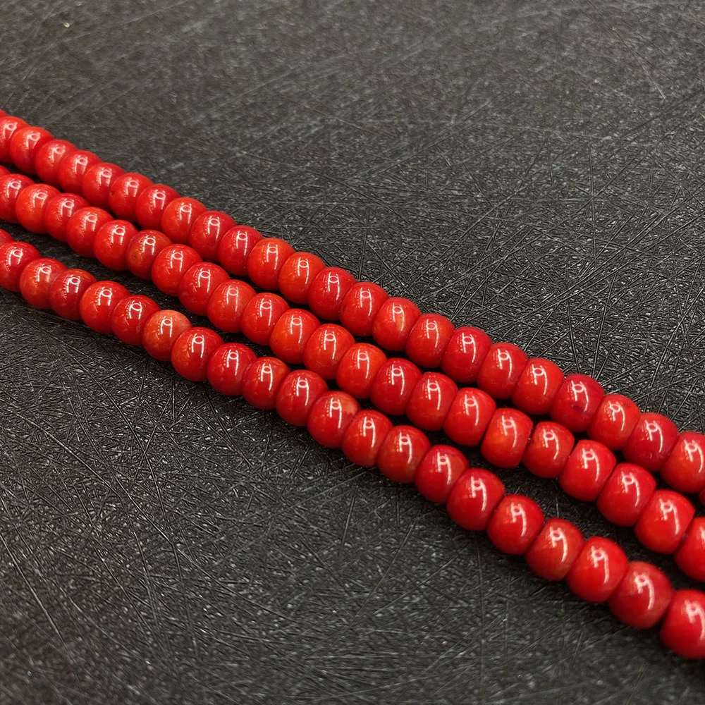 

Red Coral Beads Drum Beads Coral Beads DIY Exquisite Necklace Bracelet Accessories Making Charm Jewelry Supplies 4x6mm Beads