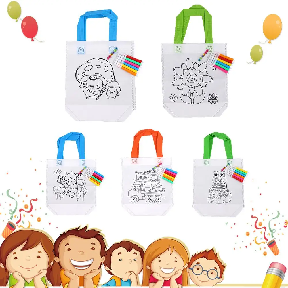 10 шт./компл. &quotсделай сам&quot для детей ручная роспись ручной Сумки холсты работы в