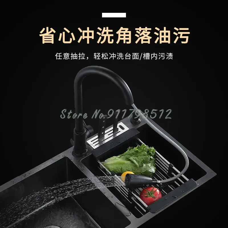 Нано-кухонная раковина с двойным резервуаром ручная работа утолщенная 304