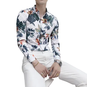 Men's Printed Shirt Spring Summer 2021 Men's Casual Slim Long Sleeve Wrinkle-Free Shirt Fashion High Quality Men's Clothing 10 item image