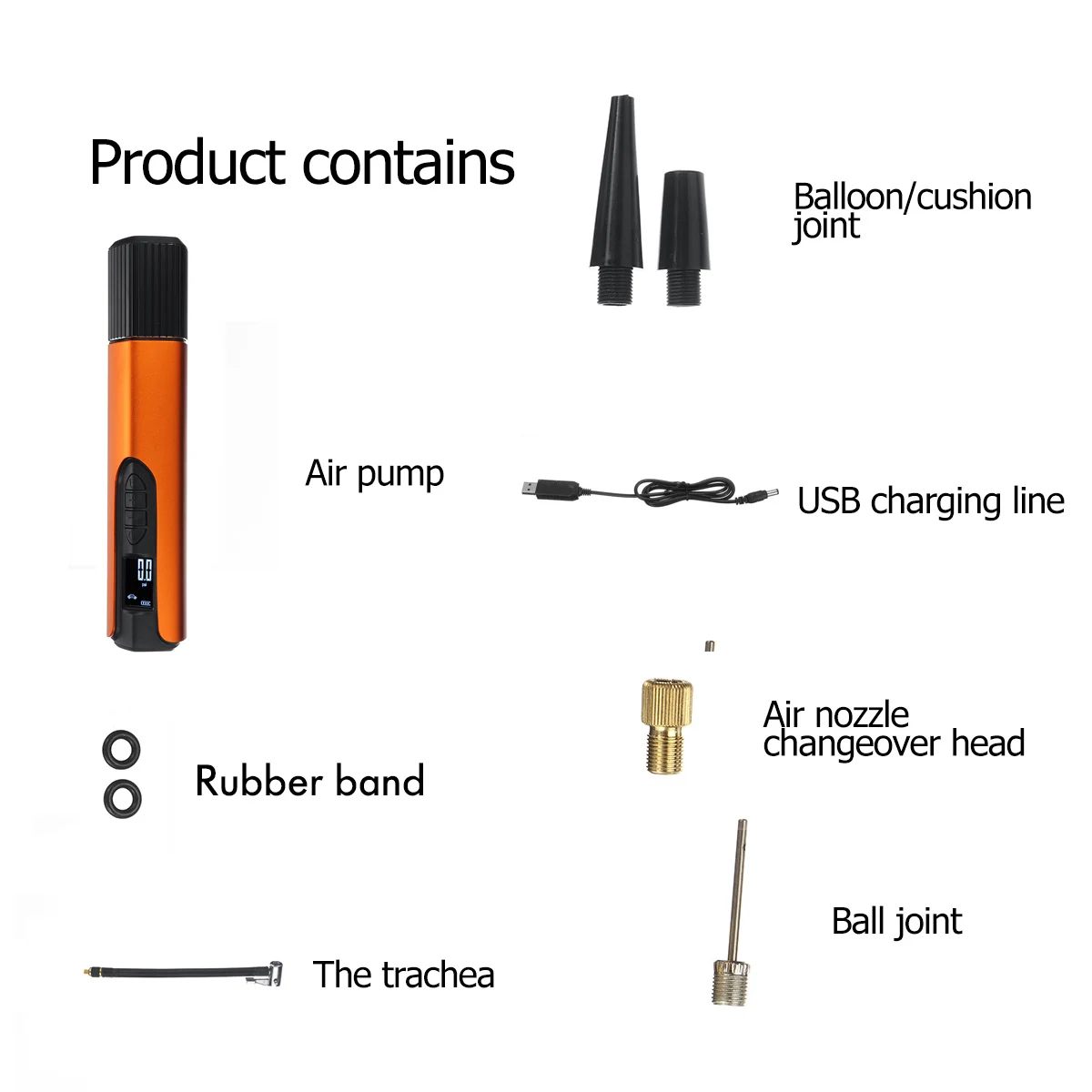 

140PSI USB Cordless Air Compressor LCD Handheld Inflatable Pump for Car Bicycles Tires Balls Swimming Rings