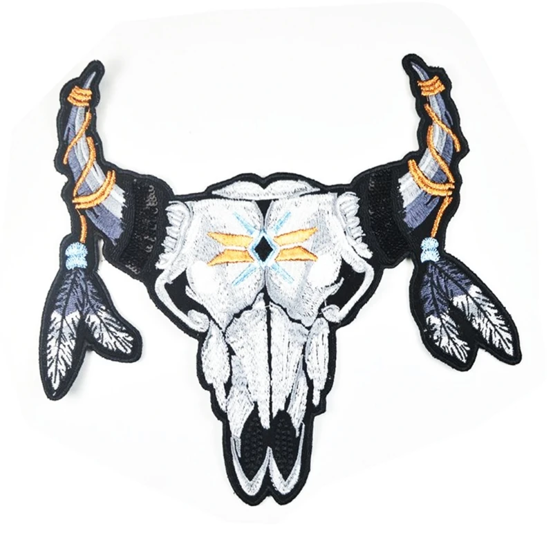 

The Sheep Head Skeleton Embroidered Badge Iron on Sew on Patch for Clothes Jackets Jeans Backpack