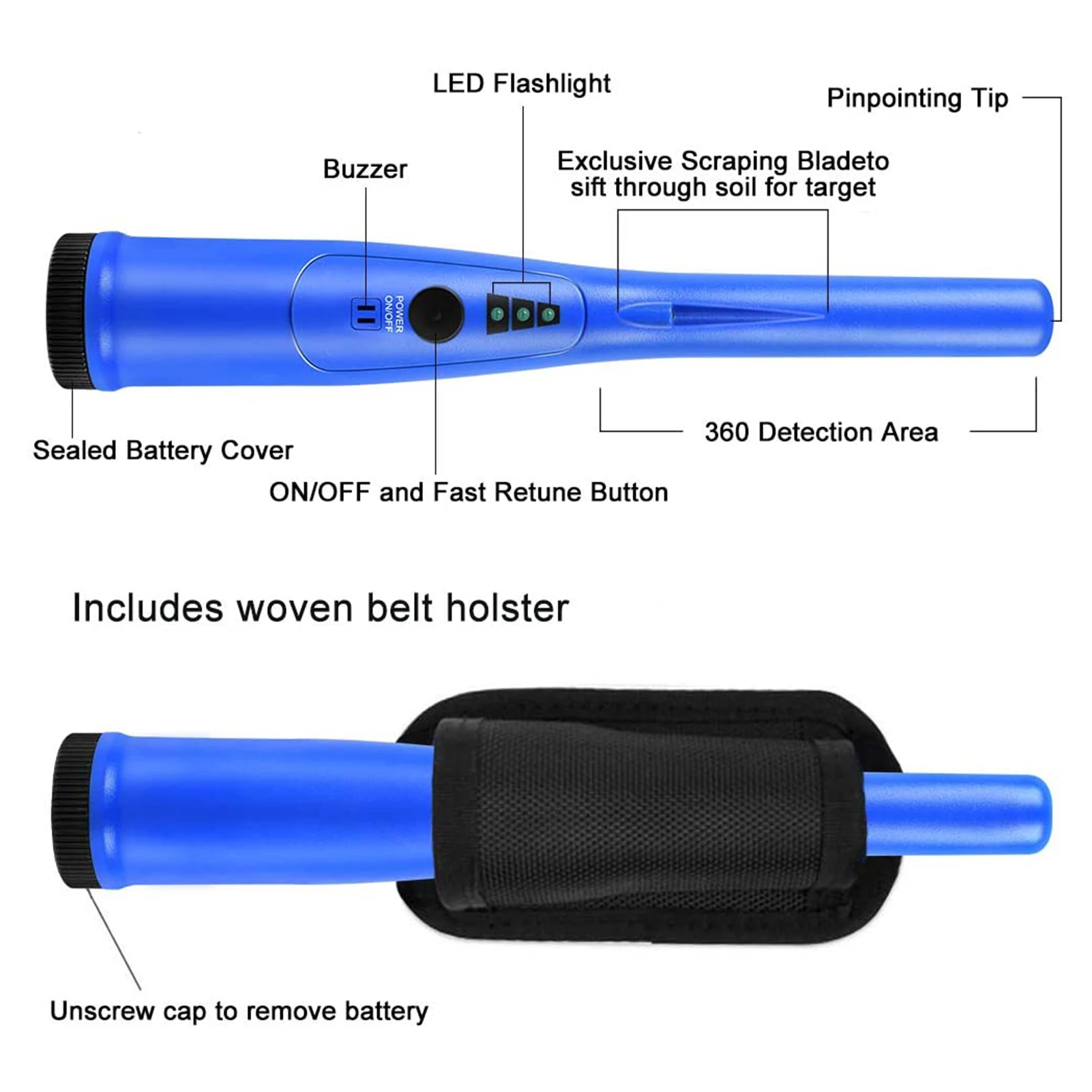 Ручной металлоискатель водонепроницаемый Высокочувствительный детектор для