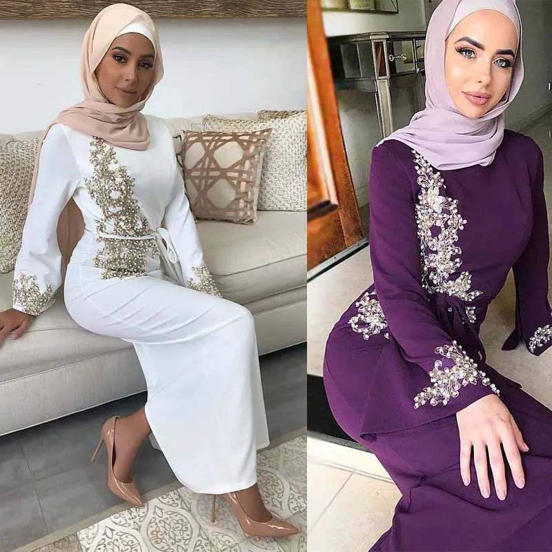 Дубайский мусульманский длинный Абая для женщин Caftan ручной работы 3D Вышивка