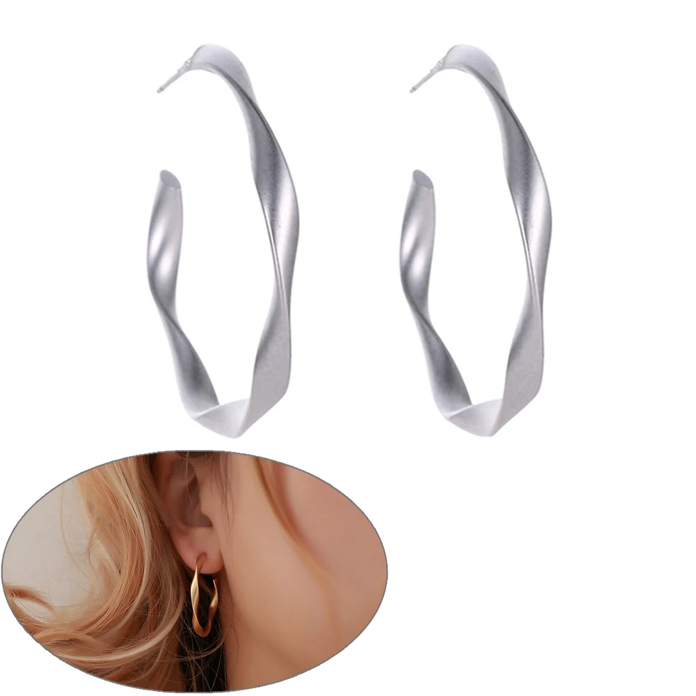 Kpop женские Золотые открытые витые круглые серьги винтажные панк минималистичные