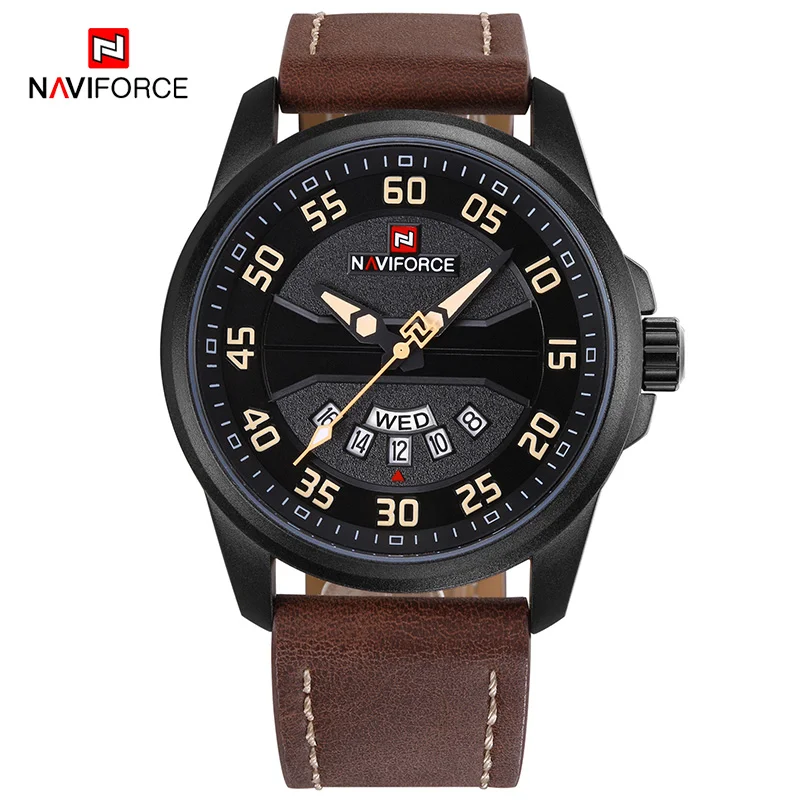 

NAVIFORCE Quartz Mens Watches Military Sport Day and Date Display Waterproof Leather Strap Wrist Watches Male Relogio Masculino