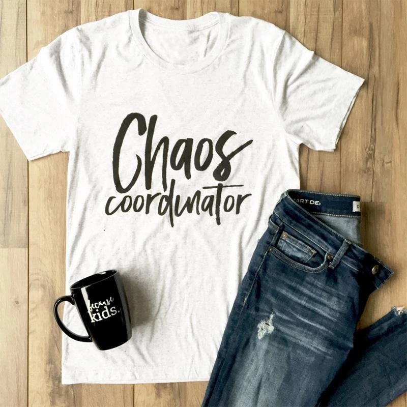 Женская футболка с коротким рукавом и принтом Chaos Coordinator модная большого размера