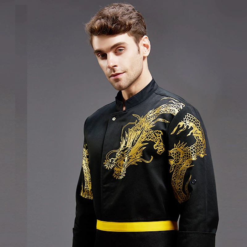 Color 3 Coat Дракон китайская одежда для мужчин шеф-повара КУРТКА кухня питание еда Serive хлебобулочные отель Кондитерские шеф-повара Униформа полный/короткий рукав плюс - Цвет: Color 3 Coat