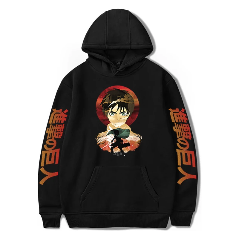 

Свитшоты с принтом Эрена джейгера, толстовки с капюшоном «атака на Титанов», Повседневные пуловеры с длинным рукавом, женская и мужская тол...