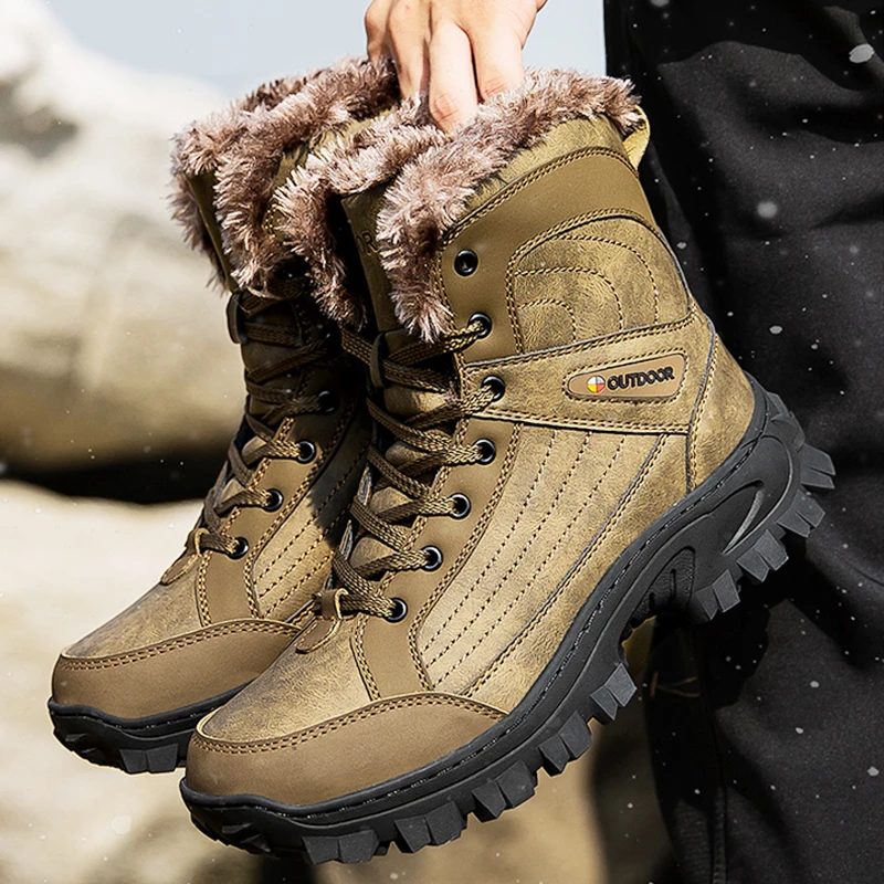 Мужские зимние походные ботинки Нескользящие износостойкие теплая Уличная