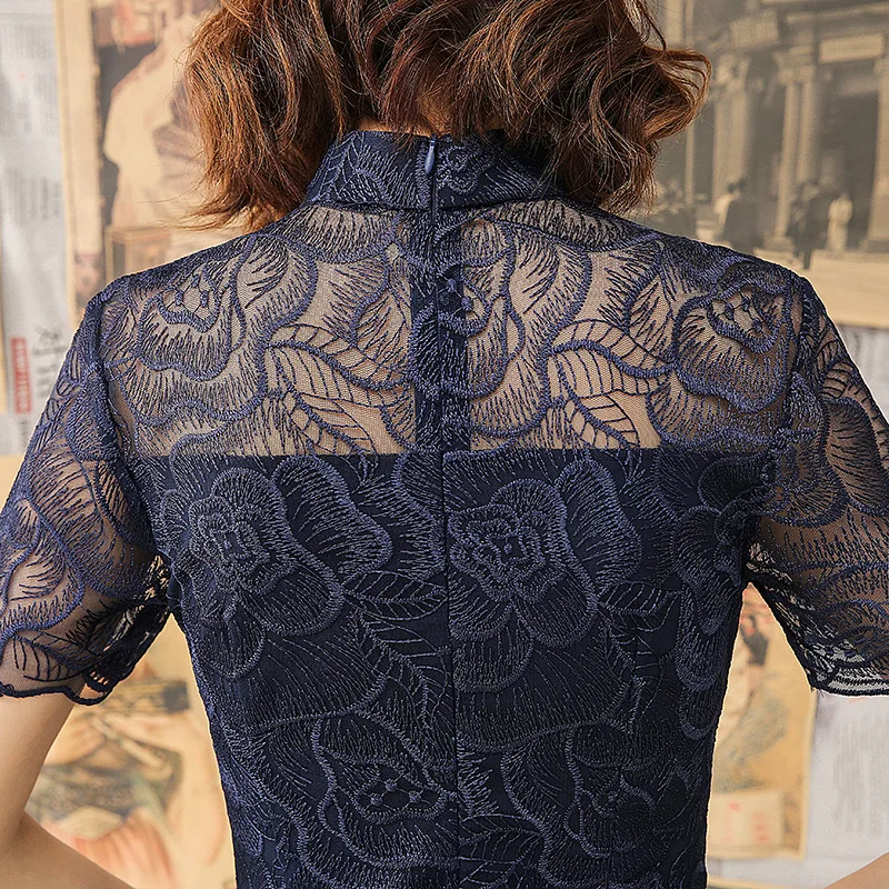 Новое Кружевное китайское традиционное стильное платье Cheongsam элегантное женское