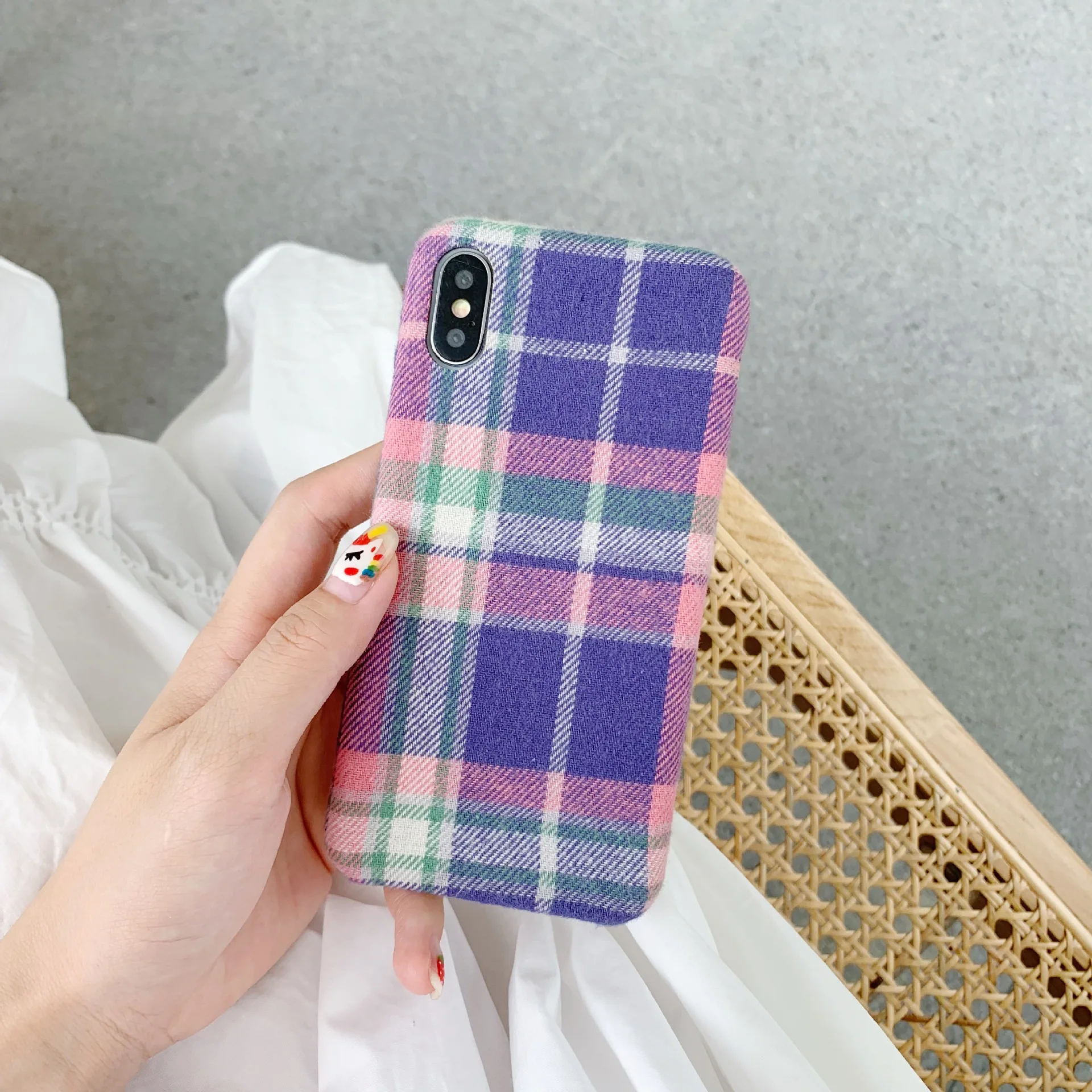 Для iPhone 11 Pro Max 11Pro 7 8 Plus X XR XS Чехлы в клетку из мягкой ткани зимняя теплая мягкая